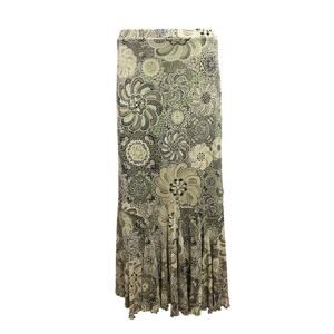 Emma James Vintage 90s Y2K Green Mesh Paisley Fairy Ruffle Maxi Skirt Sz M